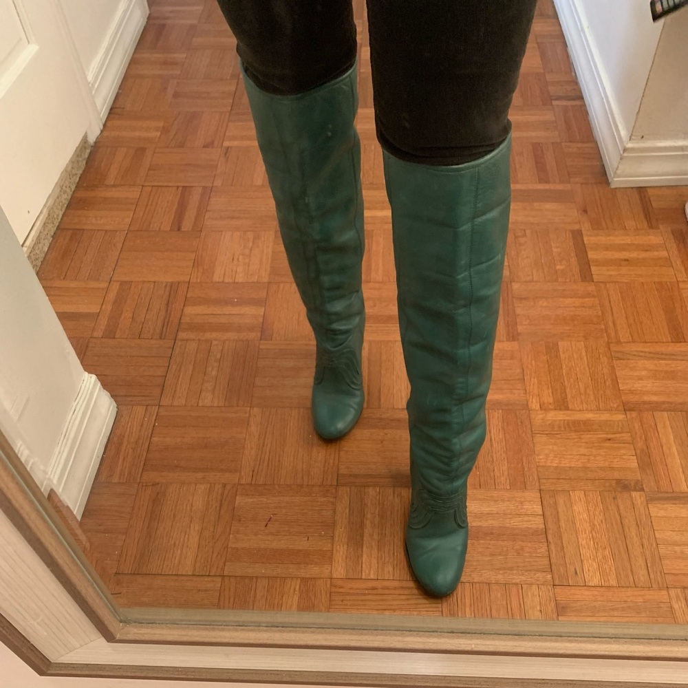Miss Sixty Green Leather Boots 38